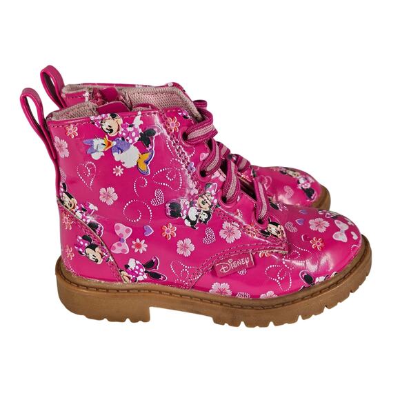 DISNEY JUNIOR GIRLS PINK MINNIE MOUSE BOOTS LACE-UP STYLE TODDLER SIZE 6 - Picture 1 of 10